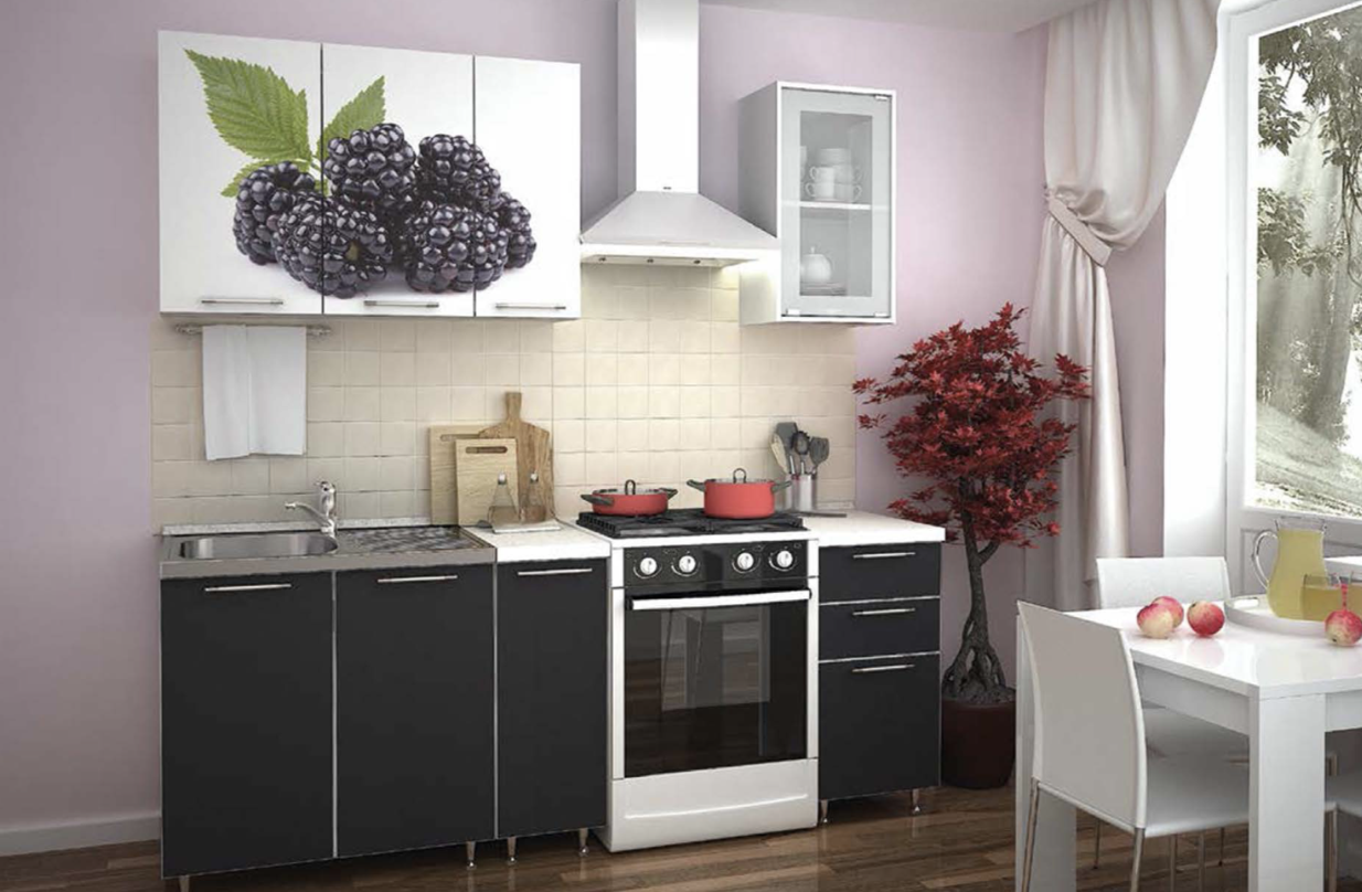 Кухонный Гарнитур Ежевика/Черный 1500 мм