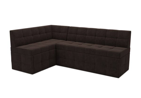 Кухонный угловой диван дельфин Атлантис микровелюр коричневый