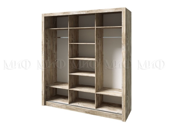 Шкаф-Купе Ройс (Ш-2000 x В-2200 x Г-616 мм) Дуб Юкон/Бетон Темный